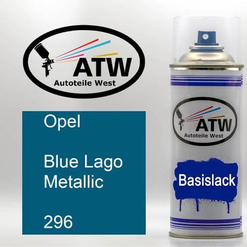 Opel, Blue Lago Metallic, 296: 400ml Sprühdose, von ATW Autoteile West.